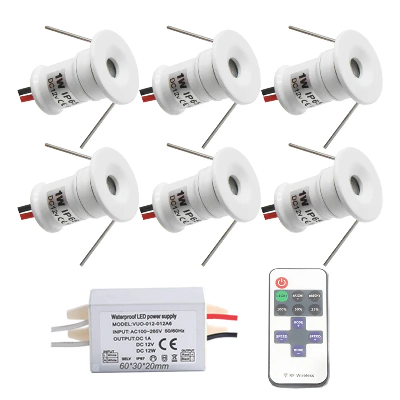 IP65 15mm 1W LED Mini Spotlight + IP67 Slim Driver Adapter Cabinet Bulb Lighting Home Kitchen Cooker Hood Ceiling Spot Light