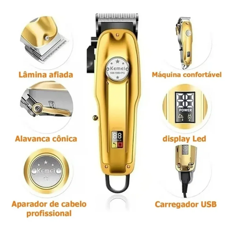 Máquina Cortar Cabel Kemei KM-1986 Golden 100V/240V