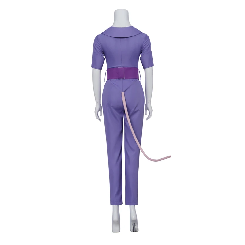 Chip Dale Animation Gadget Hackwrench Cosplay Blue-Magenta Bodysuit with Purple Belt Women\'s Costume Casual Jumpsuit