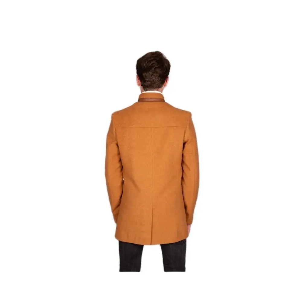 Abrigo de cuero con cremallera para hombre, abrigo de Cachet caqui detallado, temporada de otoño e invierno, outerwearjecollar, SlimFit, abertura trasera, DetailedFashıon, 2021