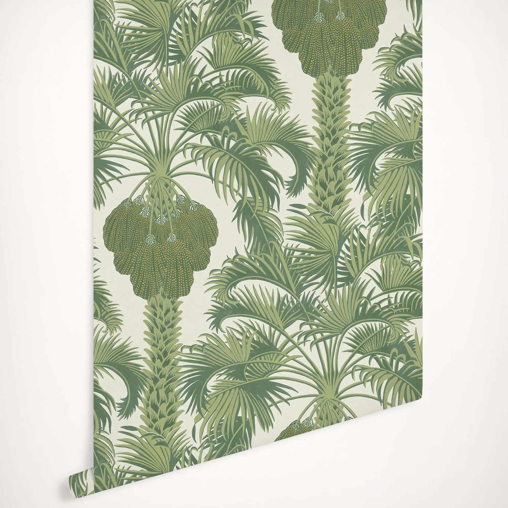 

Hollywood Palm Wallpaper Tropical wallpaper beige back Green Palm in scandinavian style