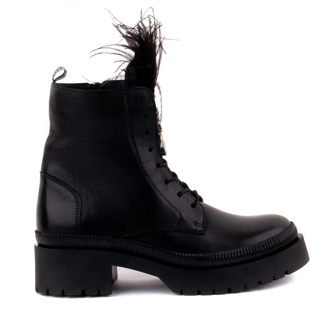 Sail-Lakers Hitam Ritsleting Kulit Wanita Sepatu