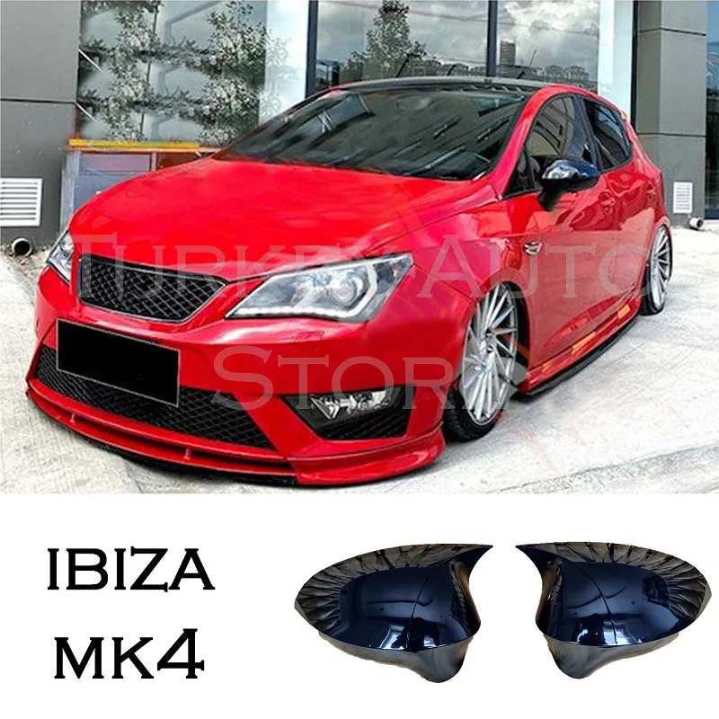 Bat Side Mirror Cover for Seat Ibiza MK4 2009-2017 Car Accessories FR Cupra Shiny Piano Black Tuning Auto Sport Exterior Design