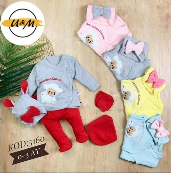 Lamb Newborn Quintet Set Baby Newborn Baby Girl Set Baby Clothing