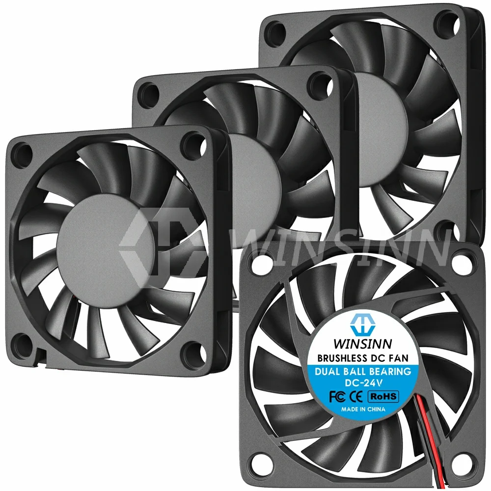 WINSINN 6010 60mm wentylator DC 5V 12V 24V tuleja/podwójne łożysko kulkowe bezszczotkowe chłodzenie 60x10mm 2PIN [4-pak]
