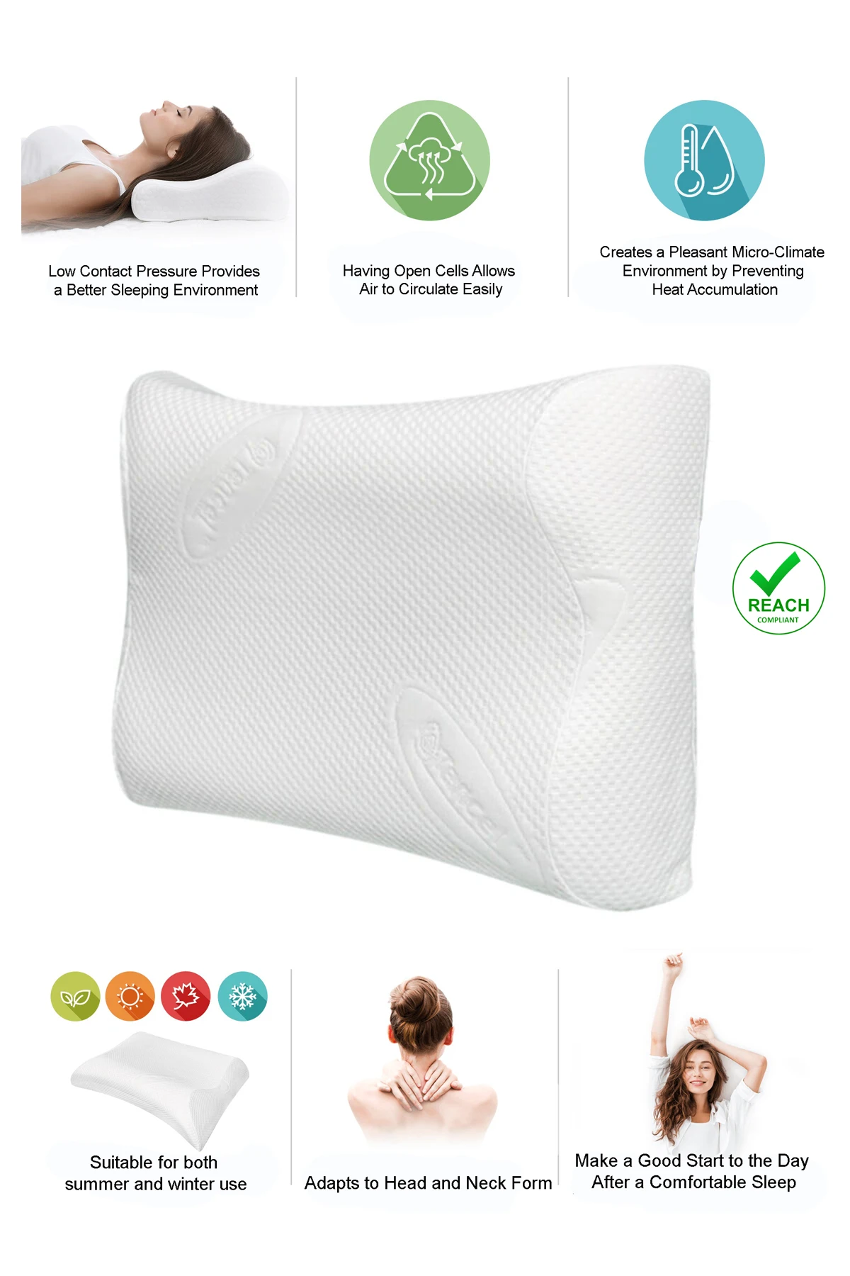 

Orthopedic Memory Foam Slepping Pillow Soft Butterfly Shaped Relax Cervical For Adult Neck Protection Slow Rebound