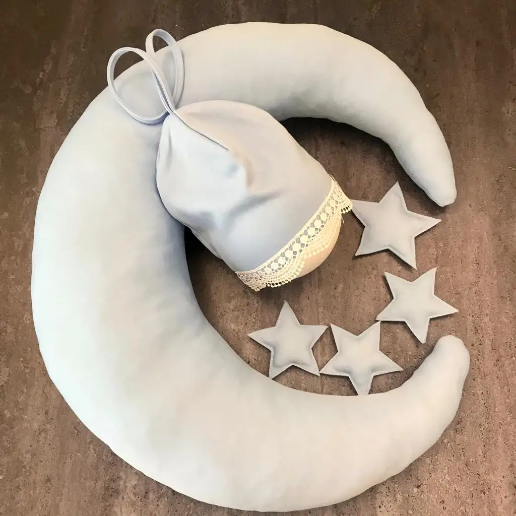 Newborn Photography Props Baby Girl Boy Moon Pillow Star Photo Shooting Accessories Hat Posing Beans Infants Bebe Costume