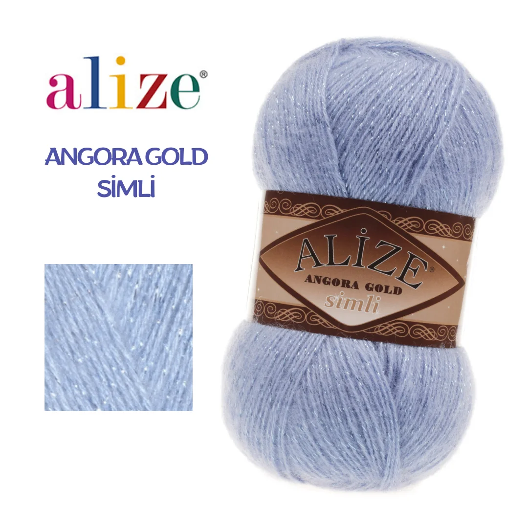 Alize Angora Gold Simli Soft Silvery Wool Yarn for Hand Knitting Crochet DIY Baby Knitwear Scarf Blanket Shawl Sweater Cardigan