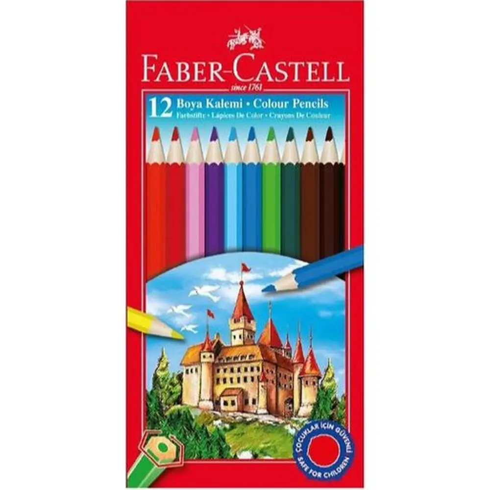 Faber-Castell Full Size Cardboard Box Crayons 12 Colors Greatest Helper For Children To Do Different Activities At school At