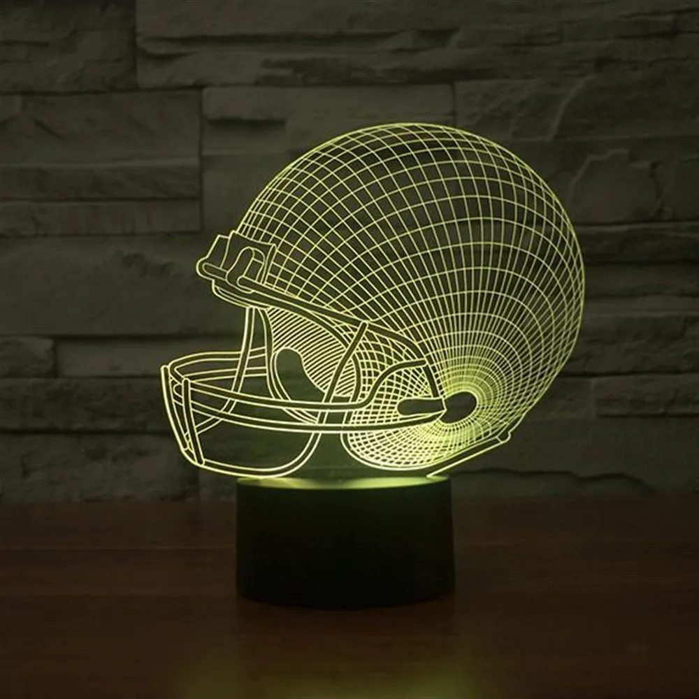 Casco 3D Illusion lampada da tavolo a Led adattatore da 12 Volt Daylight Design Base in legno Idea regalo speciale per coppie luce notturna di compleanno anime stranger things neonato luci notturne lampada neonato