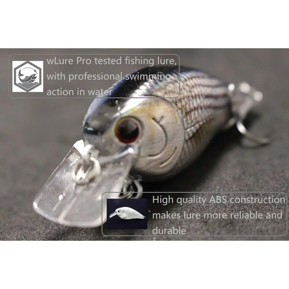 wLure Crankbait Fishing Lure 7cm 10g Small Square Bill 1.5 Model Wide Wobbler Slow Floating RealLife Painting Upgrade Hooks HC15