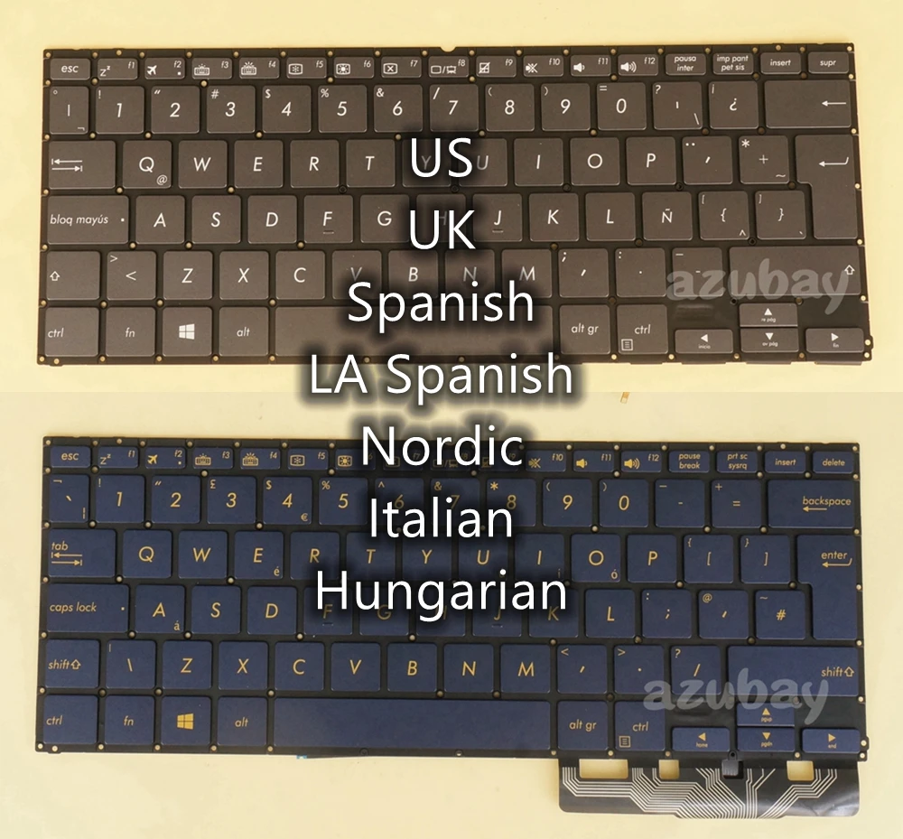 

US UK LA Spanish Italian Hungarian Nordic Swedish FI Norwegian Danish Keyboard for ASUS ZenBook Flip S UX370UA Q325UA, Backlit