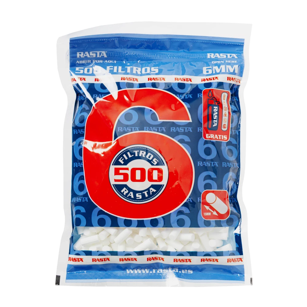 مرشحات رفيعة رفيعة 6 مم من راستا 8000، فوهة جرة - 16 كيسًا مكون من 500 فلترًا + ولاعة واحدة لكل كيس