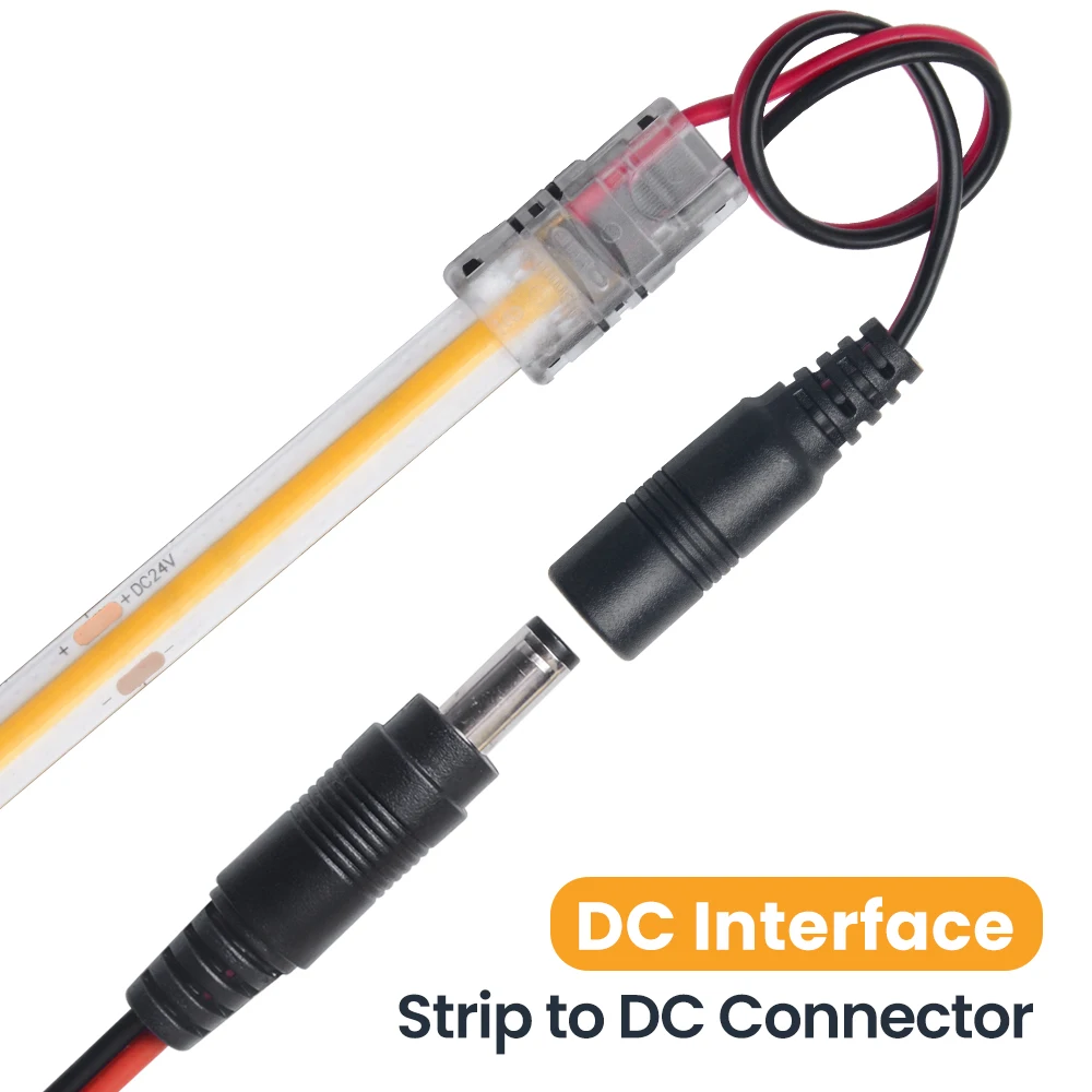 5pcs 2pin IP20 IP65 SMD COB LED Strip Connector 8mm Quick Connect Wire Connection Terminal Splice Single Color for 12V 24V