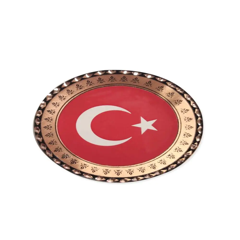 Turkish Flag Pattern Copper Engraved Refrigerator Metal Adhesive Magnet Magnet Magnet Diameter 6 cm