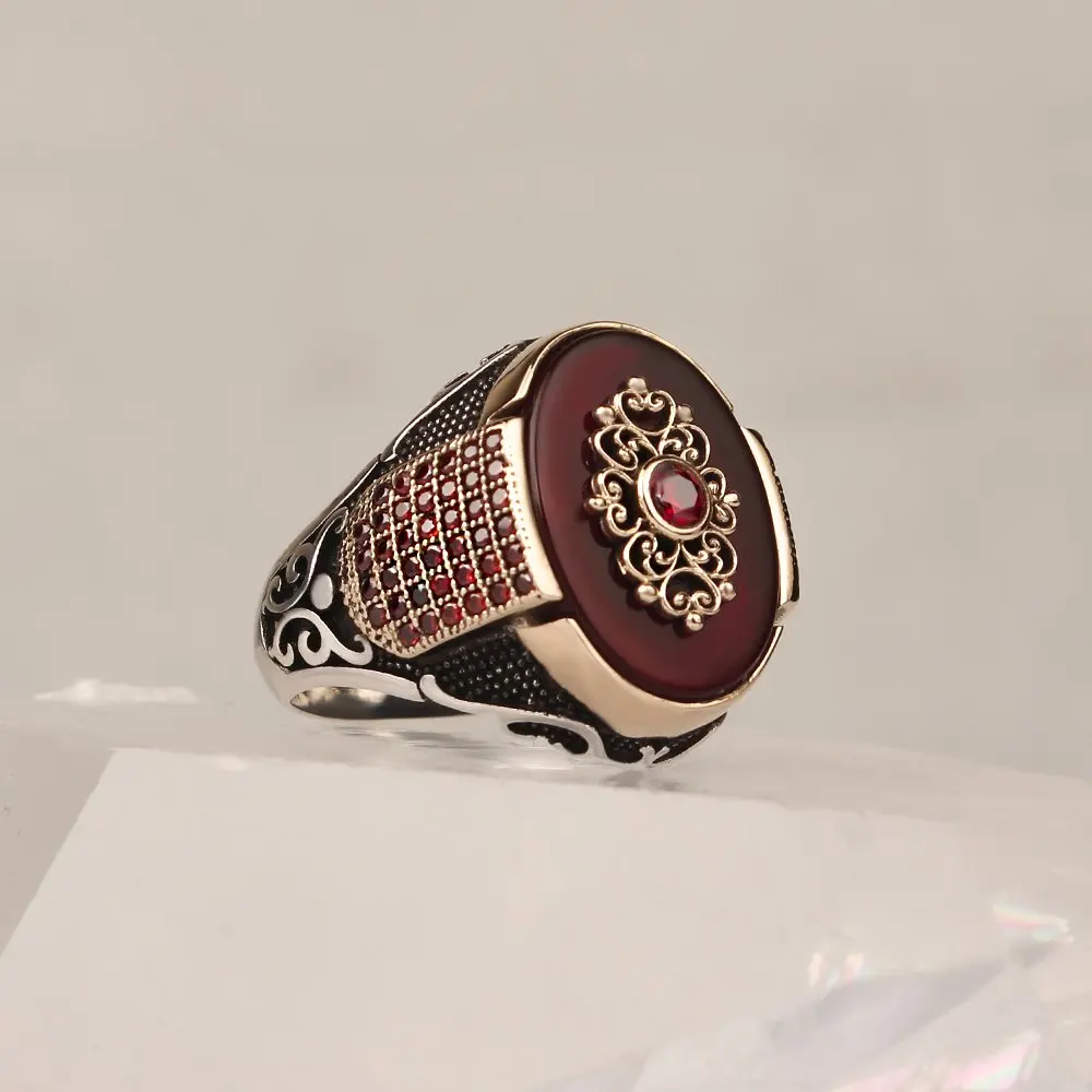 Agate Gemstone 925 Sterling Silver Men 'S Silver Ring