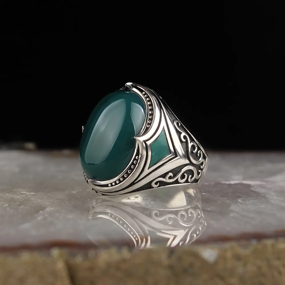 Green Agate Gemstone 925 Sterling Silver Ring