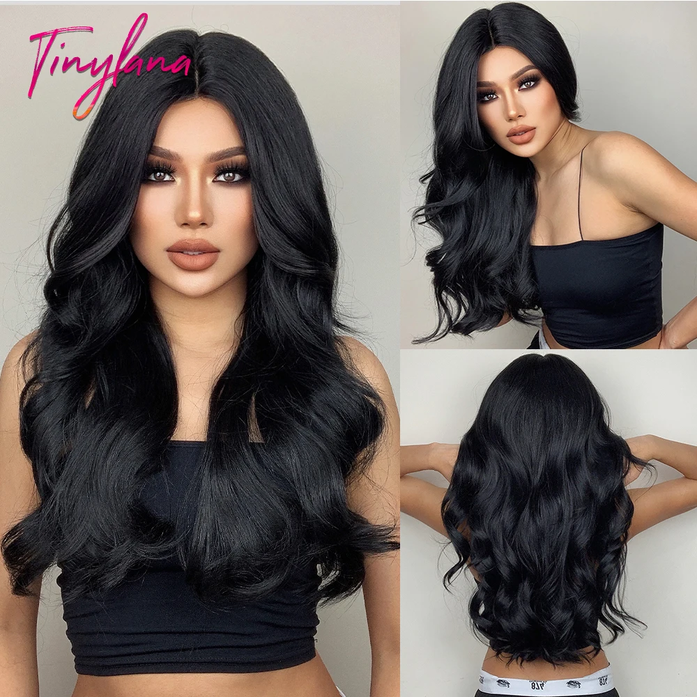 Transparent Synthetic T-Part Lace Hair Wig Natural Black Brown Long Body Wave Lace Front Wigs for Women Africa Closure Wig