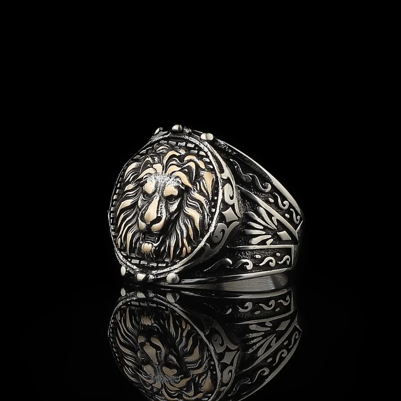 Male Tumbled Model Lion With Icon 925 Sterling Silver Ring Special Design 2022 Summer Winter Fashion Trend Accessories Products Free Shipping