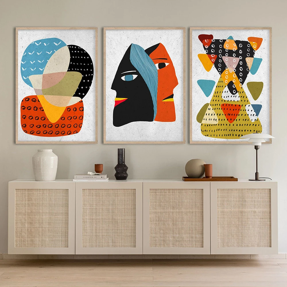 Nordic African Black Woman Art Abstract Geometry Art Posters And Prints Afro Bohemian Canvas Paintings Mural Pictures Decoration