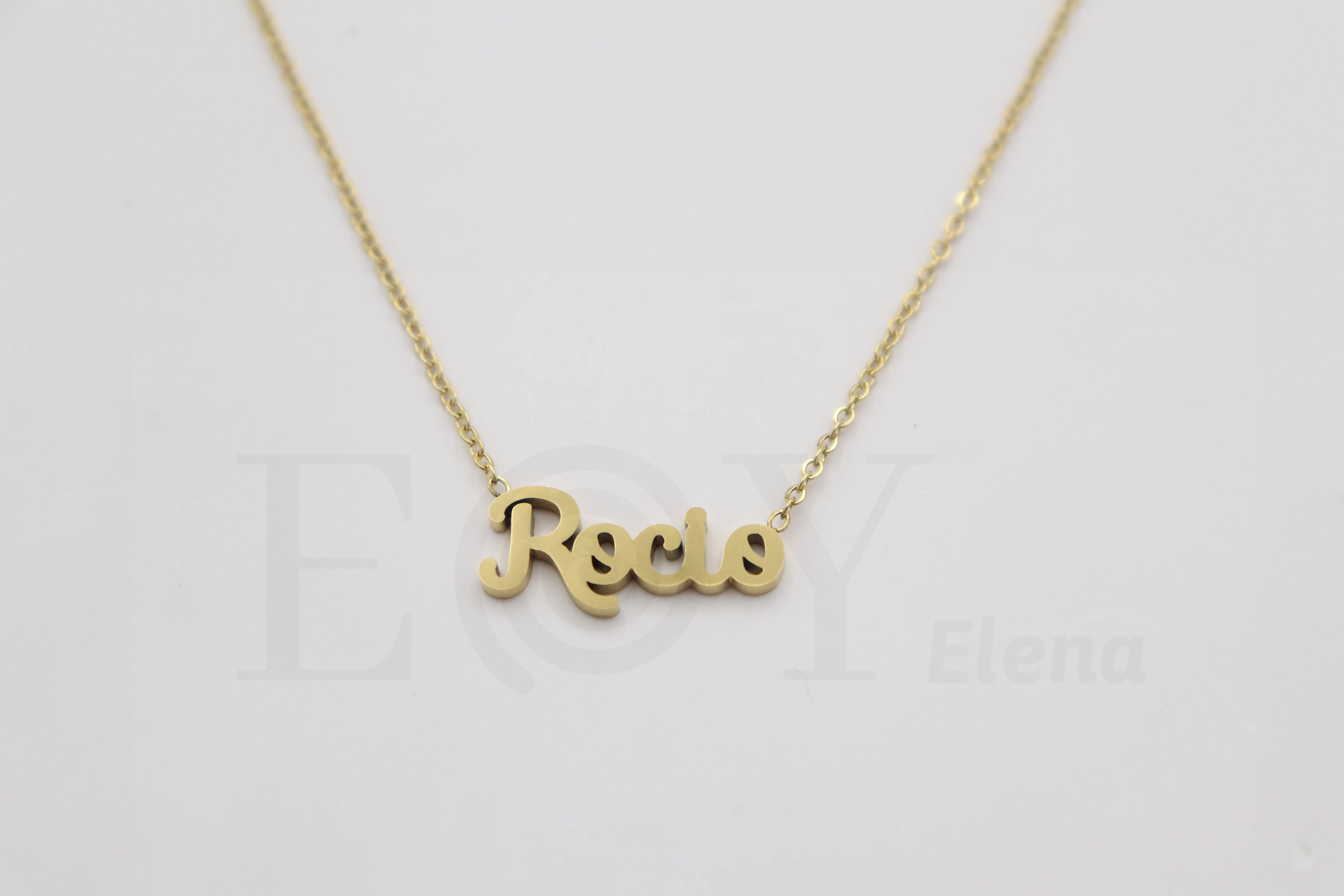 Collar De Acero Inox Con Nombre De Rocio Color Dorado Alta Calidad Envió Desde España