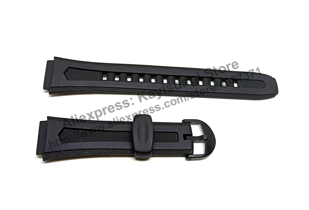 19mm Black Rubber Watch Band / Strap Compatible. for Casio W-210-1A , W-210-1B , W-210-1C , W-210-1D