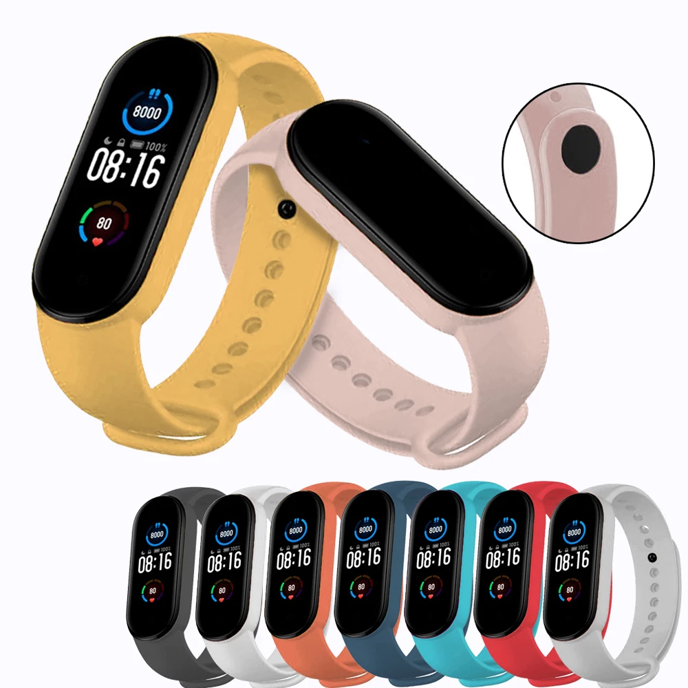 Strap mi band 5 xiaomi bracelets silicone replacement flexible and adjustable replacement smartband colorful strap smart watch