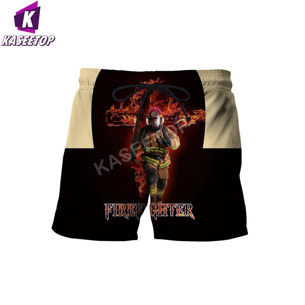 Firefighter 3D All Over Printed Short Pants For Men Women Harajuku Beach Breathable Quick Dry Loose Short Pants Couple Unisex