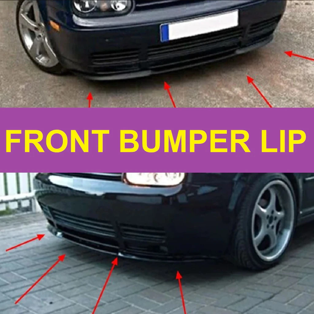 For VW Volkswagen Golf MK4 GTI CUPRA Front Bumper Lip Universal 3pcs Diffuser Black Lower Lip Spoiler Body Kit Tuning Accessoriy