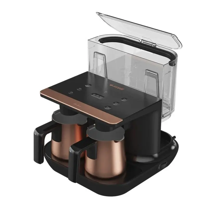 Telve Double Pot Turkish Coffee Machine, 6 (Expandable to 20) Cup Highly Sparkling Espresso Maker Electric Automatic Pot