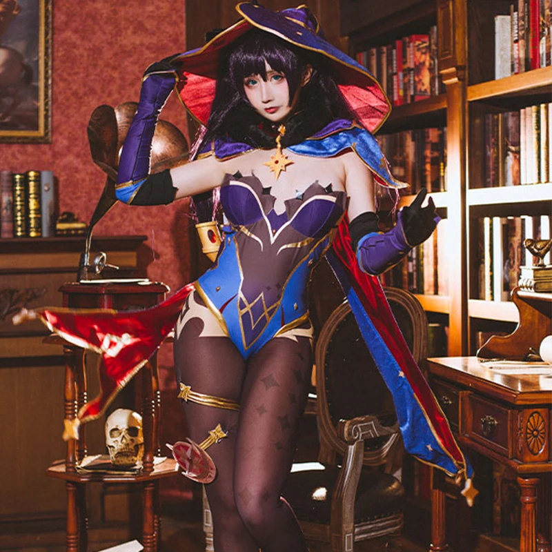 

Genshin Impact Mona Cosplay Costume Mona Megistus Astrologer Outfit with Hat геншин импакт геншин