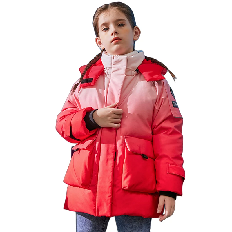 

Visaccy Gradient Color Girls Warm Coat & Parka Kids Winter Outwear Jacket Children White Duck Down Thicken Clothes