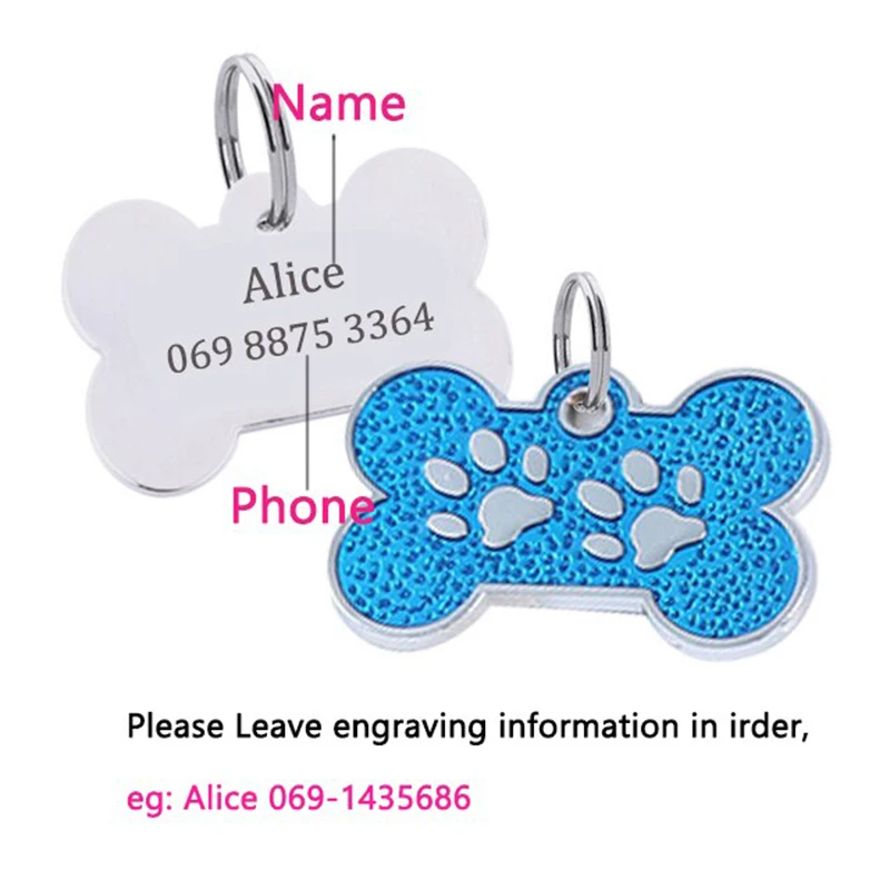 Personalized Free Engraving Pet Cat Name Tags Customized Dog ID Tag Collar Accessories Nameplate Anti-lost Pendant Cute Keyring