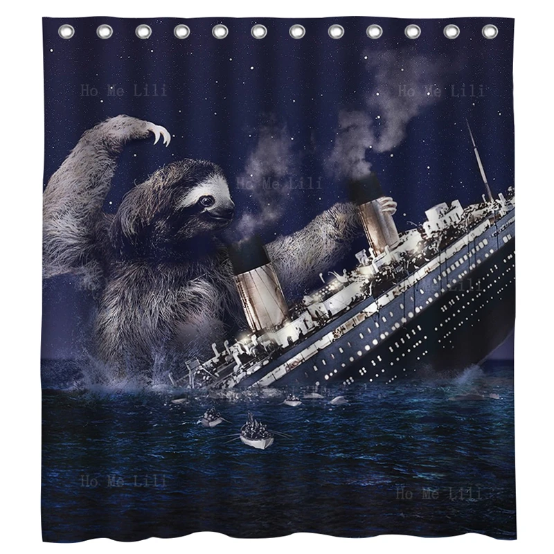 Funny Bathroom Decor Sloth Sank The Full Royal Mail Ship Titanic British Luxury Passenger Liner Shower Curtains By Ho Me Lili