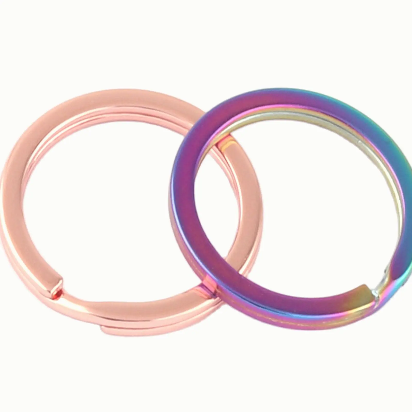 25mm Rainbow Flat Double Split Round Jump Ring Clip Jewelry Making Metal Clasp Connector Purse Making Hardware Webbing 10Pcs