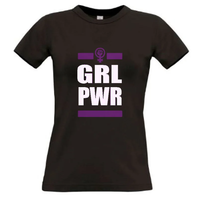 Camiseta premium Mujer Negra Feminista Girl Power 100% Algodon 190grs