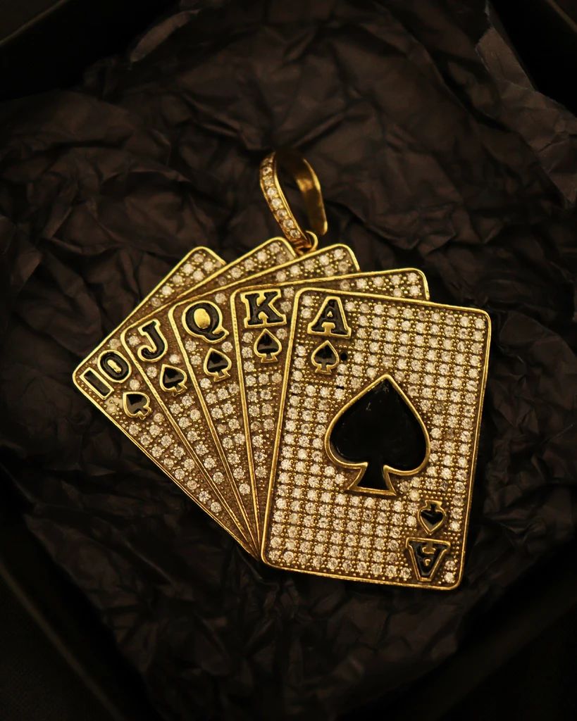 Pendant Deck Cards Ancient Coin Jewelry-Eternal Warranty in color! Gold Pendant similar 18K gold