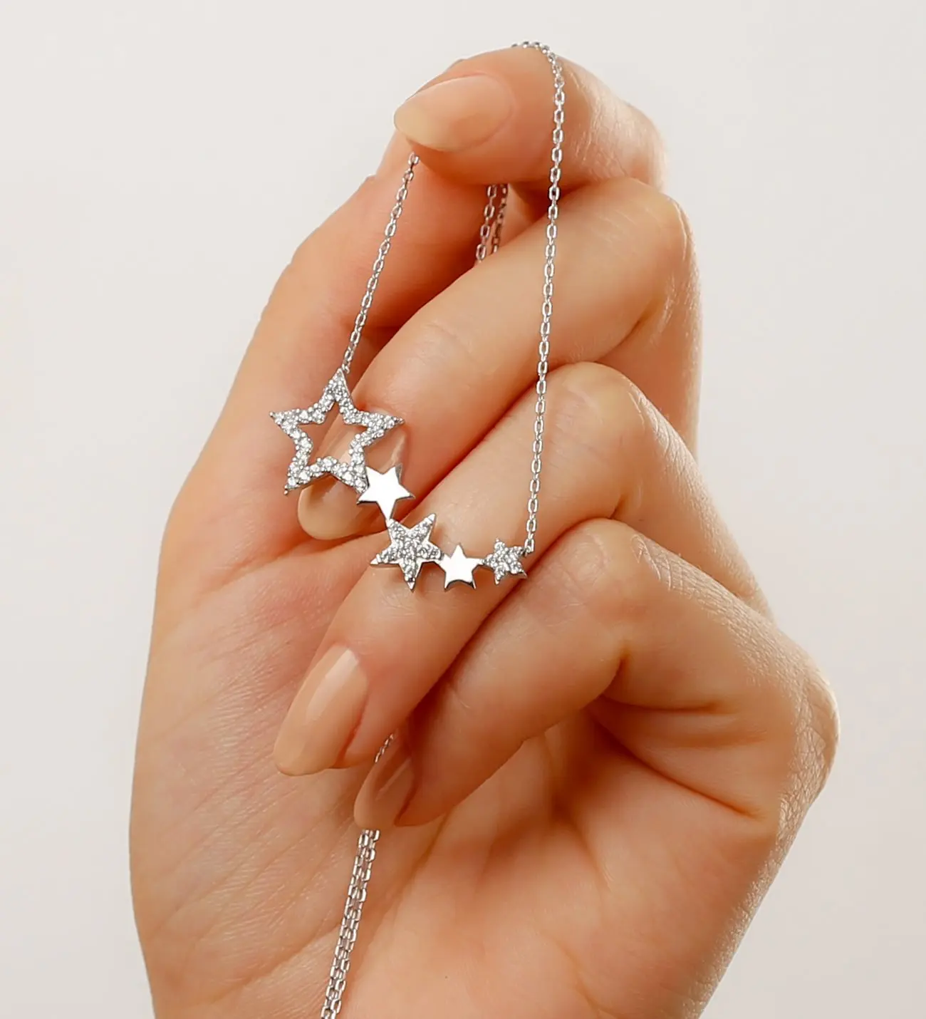 

925 Sterling Silver Women Necklace Milky Way Galaxy 2 Zircon Stone Gift Birthday Precious Pendant Stylish Chain Luxury Cool