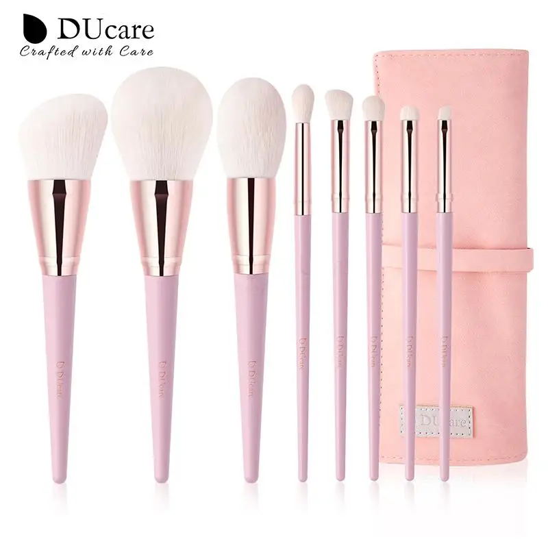 Ducare Roze 8 Pcs Up Kwasten Professionele Zachte Poeder Wenkbrauw Oogschaduw Make Up Brush Set Draagbare Met Cosmetische Tas