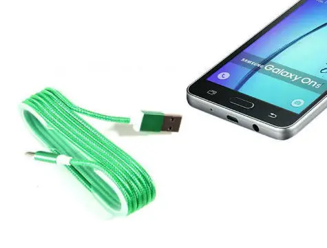 Android Mesh Shaped Colorful Steel Charger Data Cable-Green