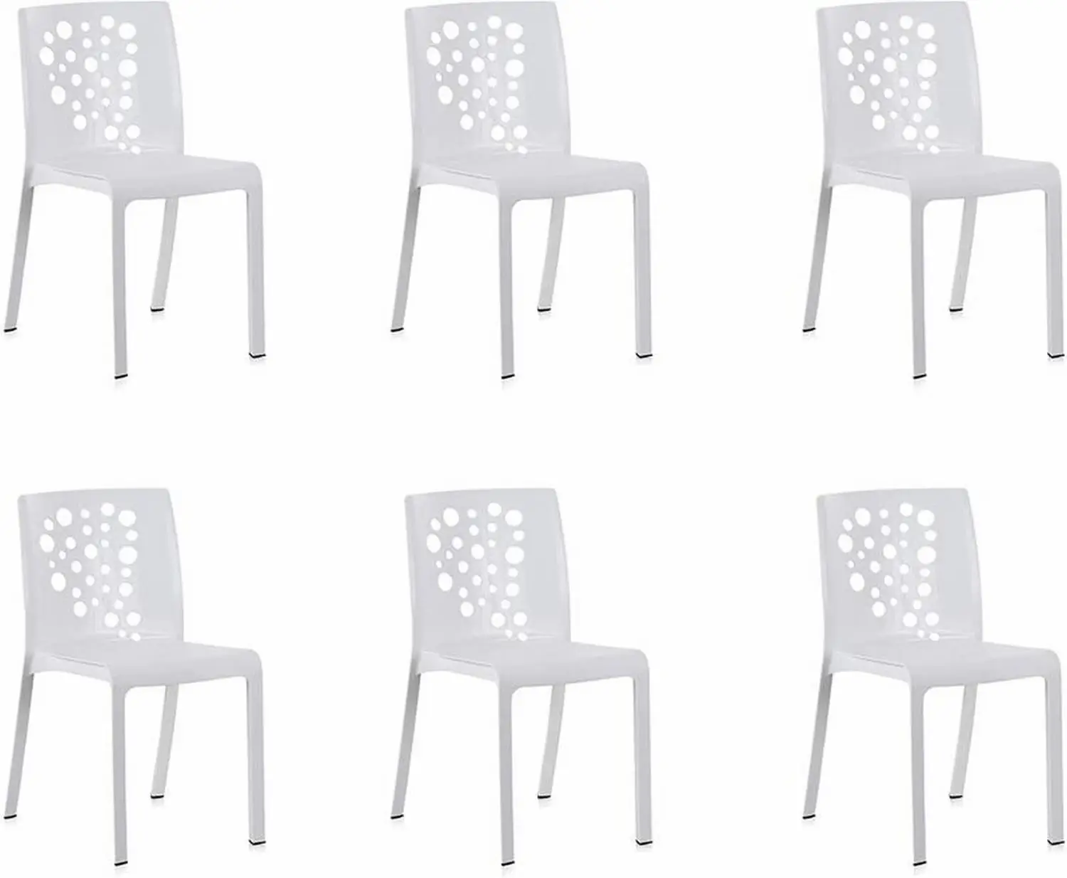 Pack of 6 white Cocktail chairs 54x48x82 cm outdoor furniture home decoration