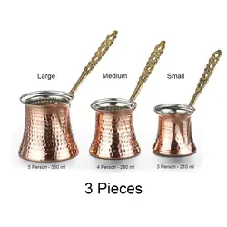 Turkish Cezve Coffee Pot Turk Coffee Maker Set 3 Sizes Copper Handmade Quality Gift Accessory For Kitchen Ottoman Arabic