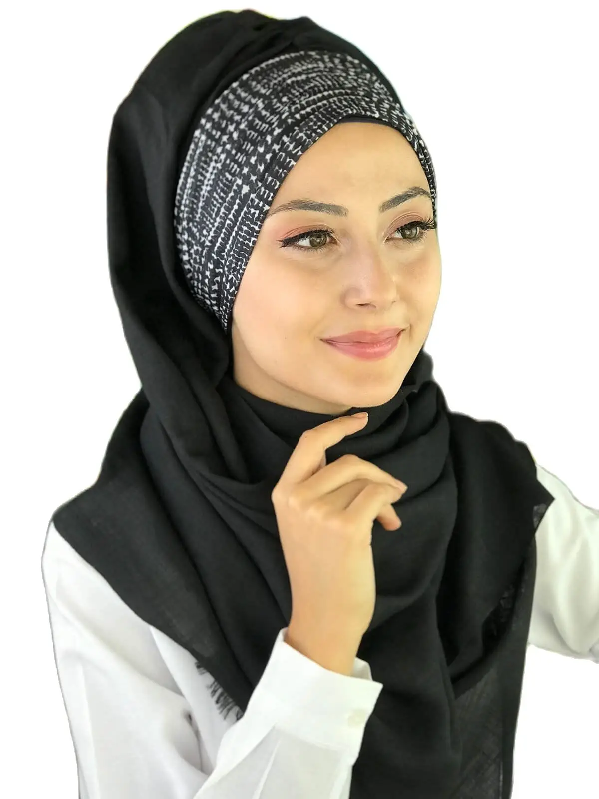 2022 New Fashion Hijab Women Muslim Islamic :Tulle Scarf Hat Foulard Chiffon Black White Patterned Pleated Colorful Ready Shawl