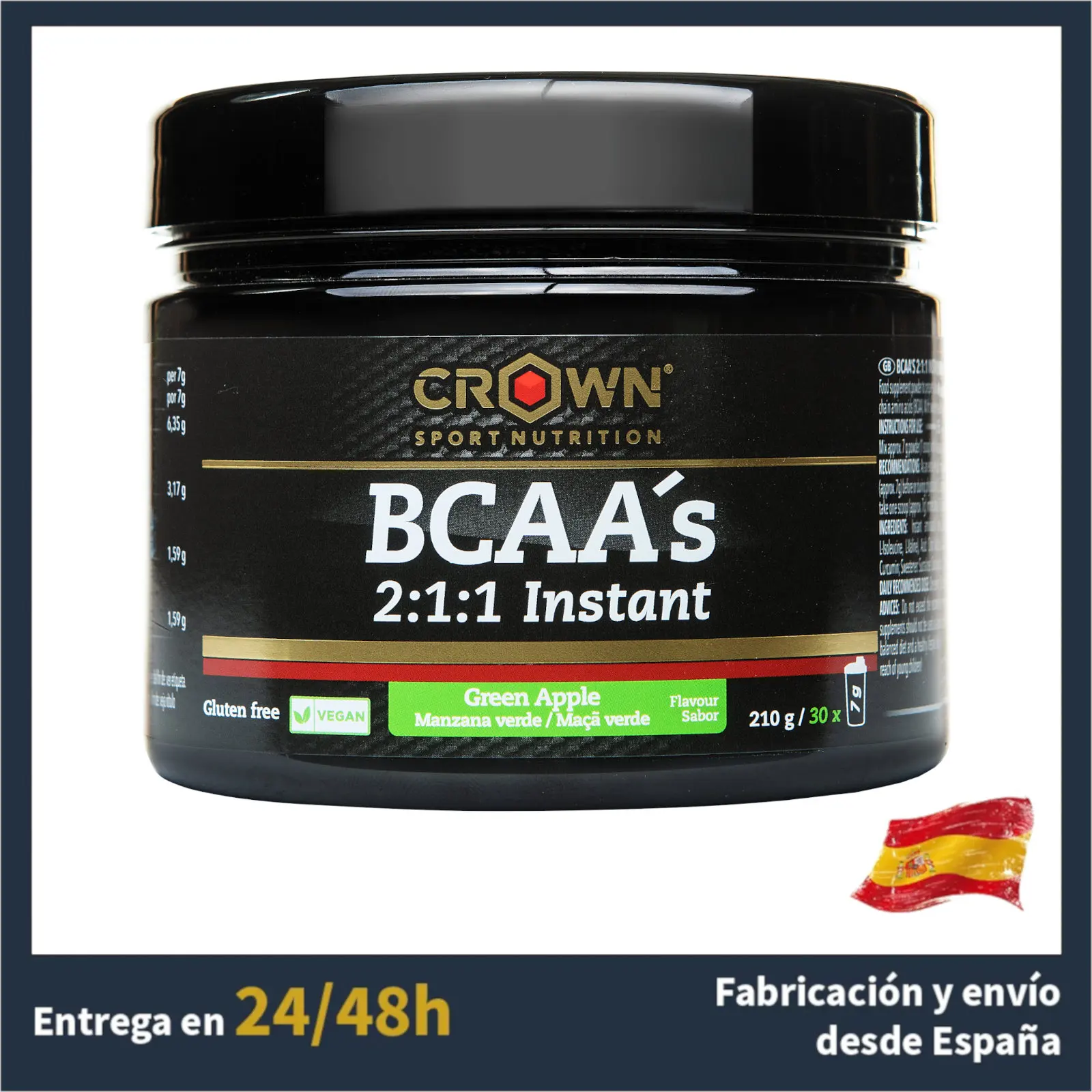 Crown Sport Nutrition | BCAA 2:1:1 Instant | Branched amino acids for athletes | 210 g | Sports supplements | Muscle supplements | Protein | Sports Nutrition