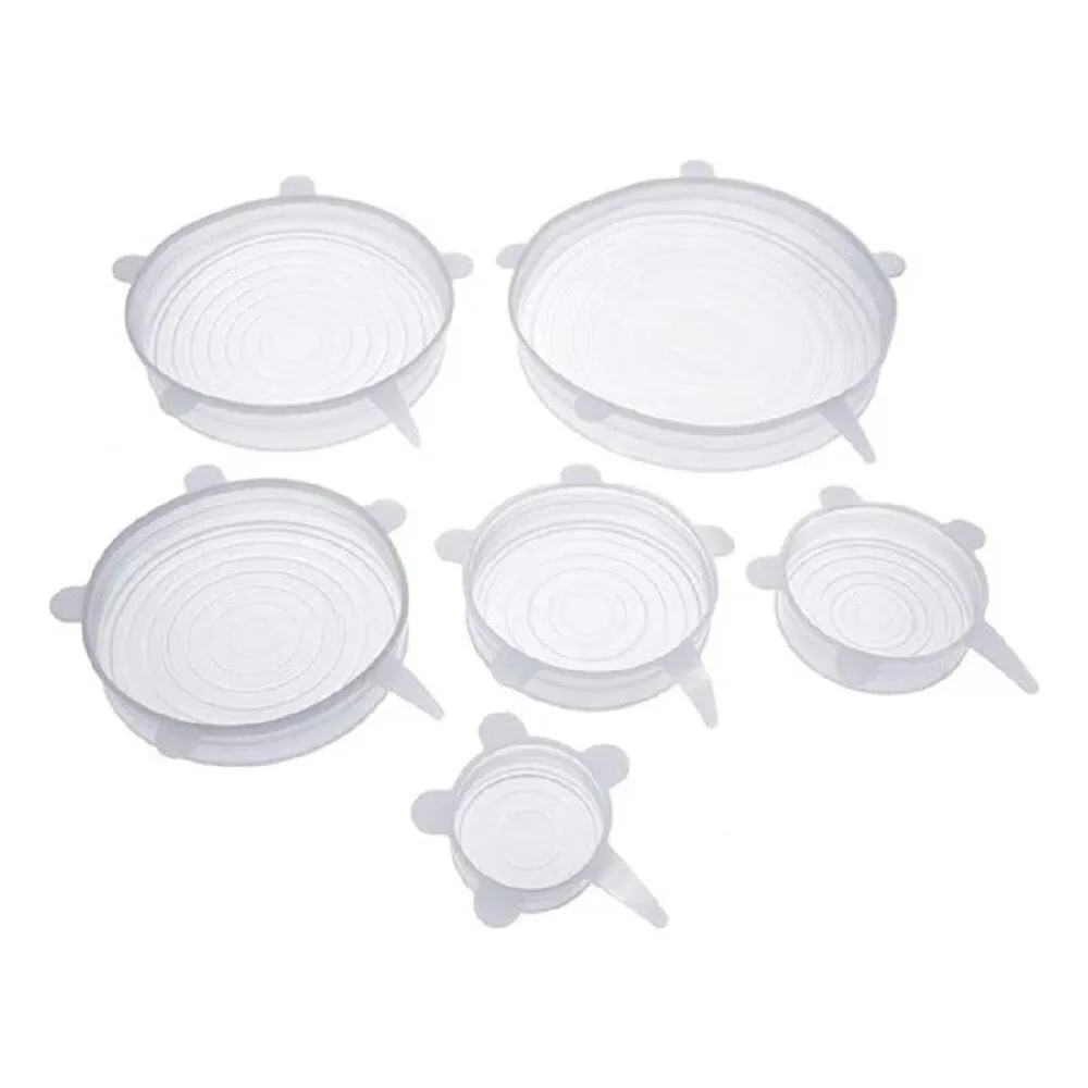 6 caps stretch lids silicone food preservation clear preserving container containers lids 6 sizes fast shipping from turkey