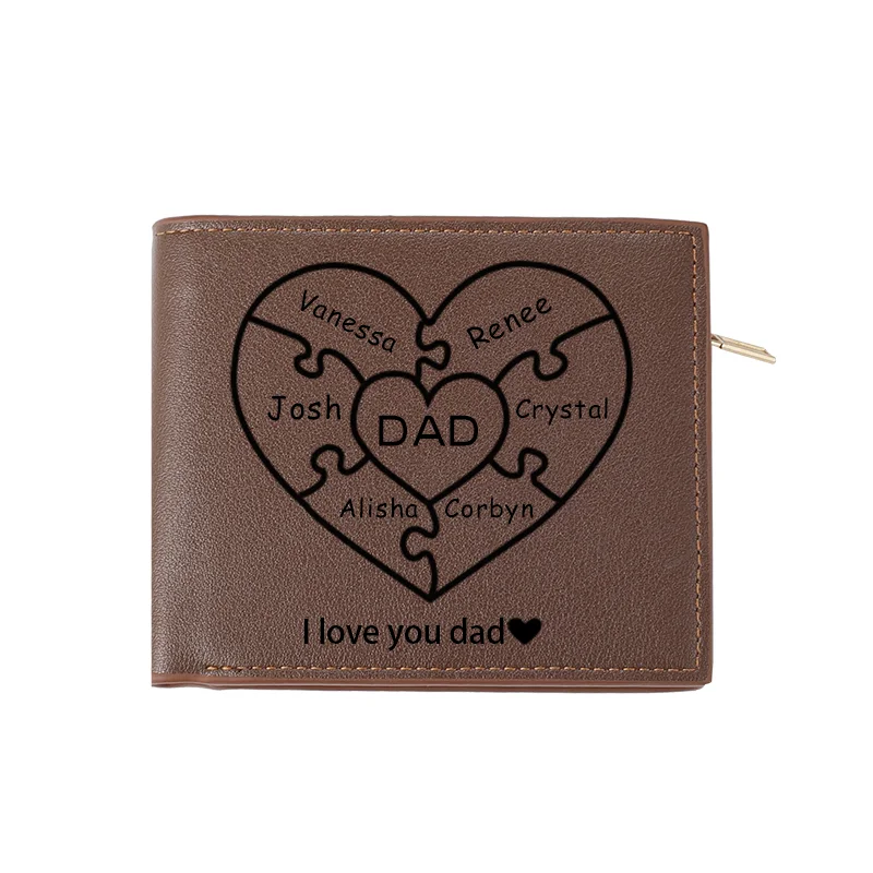 

No LOGO Wallet Customized Picture Engraving Text Wallet Custom Men's Short PU Leather Engraved Photo Wallet Father's Day Gift