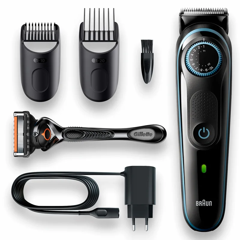 Braun BT3340, Beard Trimmer, Hair Clipper, Electric Shaver for Men, Shaving Machine, Long Lasting Sharp Blades, Shaver 39 Length Settings, 80 min wireless use