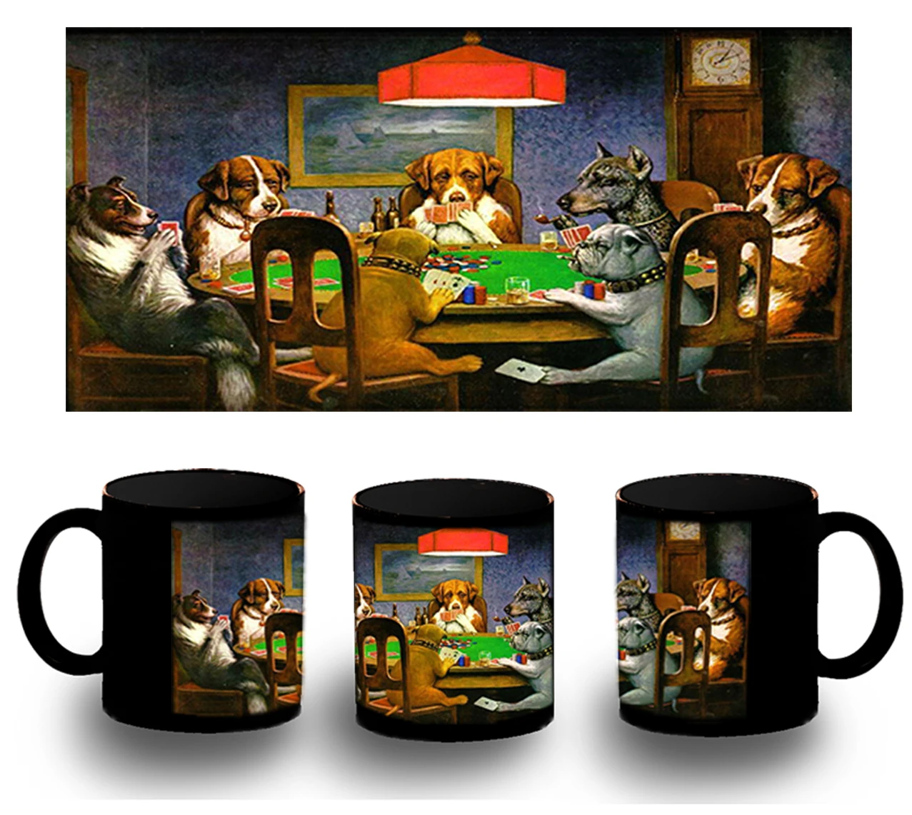 CUP FULLY black DOGS PLAYING POKER black mug