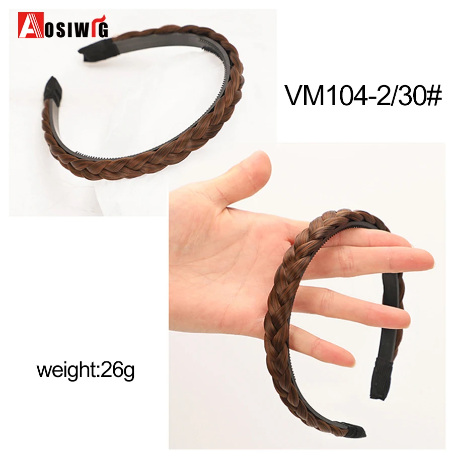 AOSI 1PC Synthetische Damen Haar Breite Fishbone Zöpfe Nicht-slip Stirnband Handgemachte Retro Stirnband Styling Kopfbedeckungen Zubehör – Detail 14