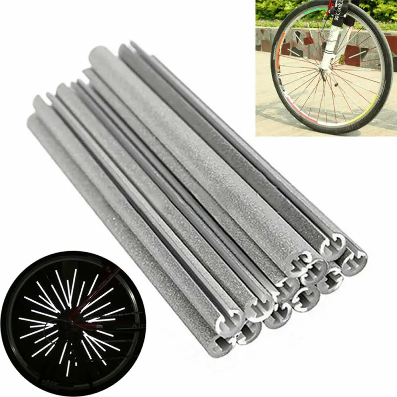 Imagem -02 - Bicicleta Refletor Tubo Roda Falou Reflexivo Adesivo Tubo Luz de Advertência Segurança Faça Você Mesmo Bicicleta Refletor Tubo Refletor 12 36 72 Peças